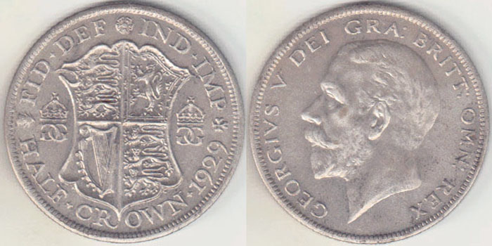 1929 Great Britain silver Half Crown (EF) A003023